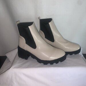 Women's Size 40 White/Cream Slip On Chelsea Platform Ankle Boots, Off Brand